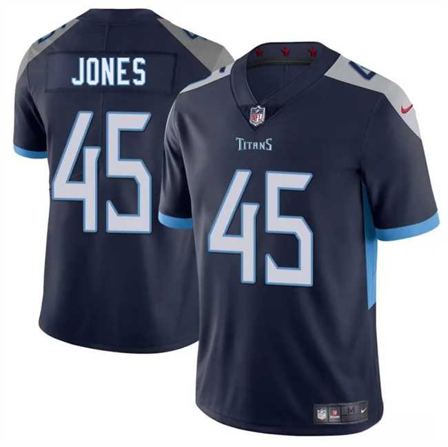 Men & Women & Youth Tennessee Titans #45 Dre'Mont Jones Navy 2025 Vapor Limited Stitched Jersey,We sell and wholesale Men & Women & Youth Tennessee Titans #45 Dre'Mont Jones Navy 2025 Vapor Limited Stitched Jersey on line form chian!